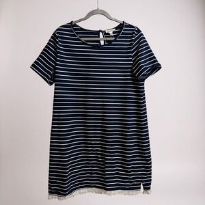 Beachlunchlounge Nautical Stripe Short-Sleeve Dress XL Navy & White Striped Casu